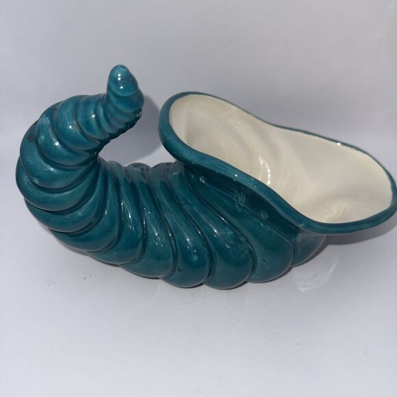 Vintage Ceramic Cornucopia Large Planter, Vase, Centerpiece 10” Long BJS80 - Picture 2 of 7